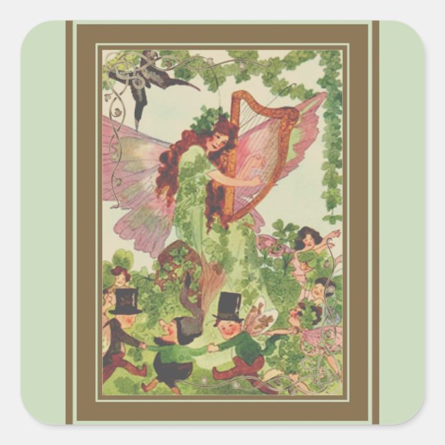 Music Faerie Playing Music Square Sticker (Front)
