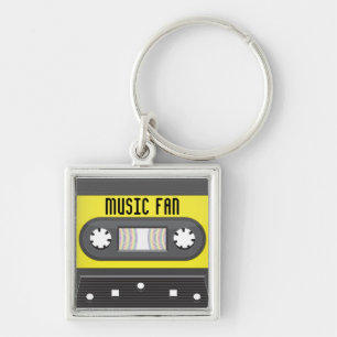 Music fan cassette with rainbow tape keychain