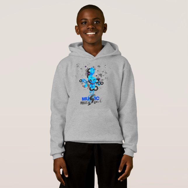 Music Feeds My Soul | Kids Pullover Hoodie (Front Full)