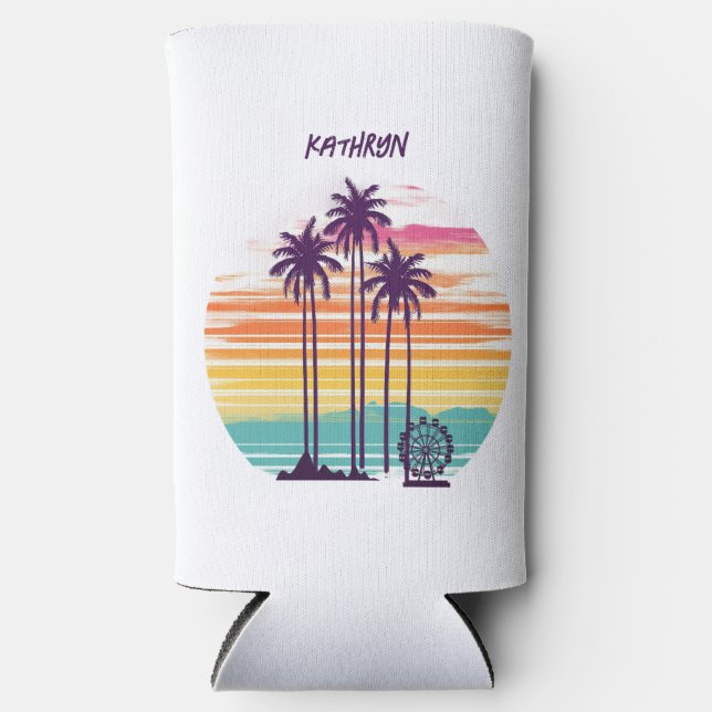 Music Festival Bachelorette Tropical Seltzer Can Cooler (Front)