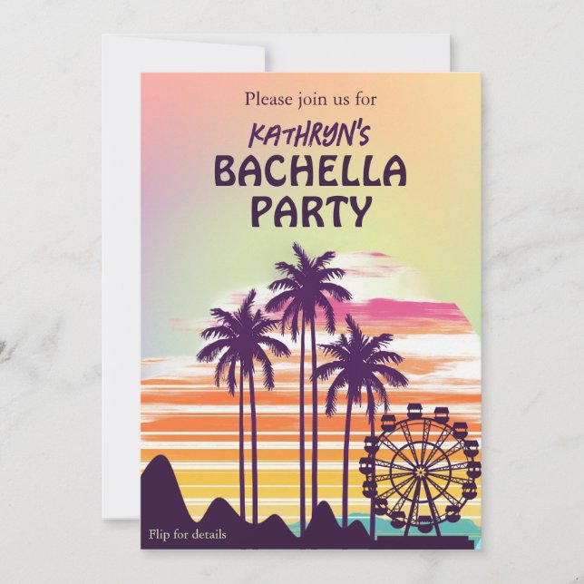 Music Festival Bachelorette Weekend Itinerary Invitation (Front)