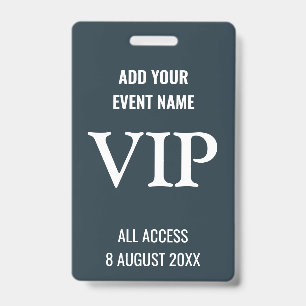 Music Festival Backstage Pass VIP Navy Blue Badge