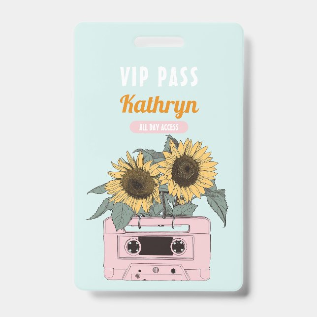Music Festival Birthday Party VIP Badge (Front)
