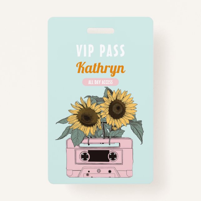 Music Festival Birthday Party VIP Badge (Front)