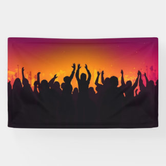 Music festival concert crowd silhouette people han banner