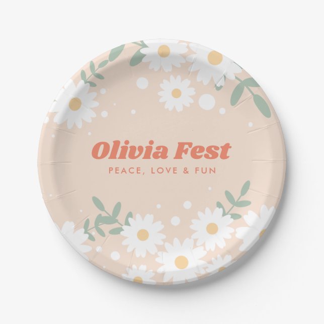 Music Festival Daisy Hippie Paper Plate (Front)