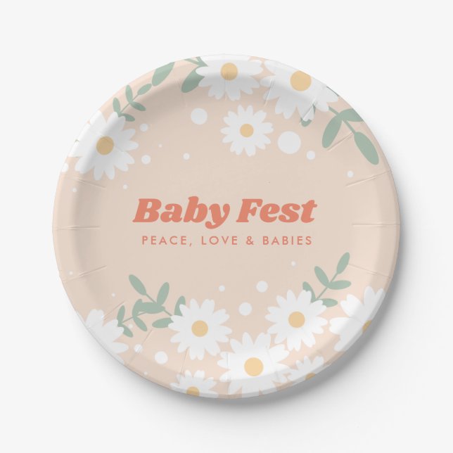 Music Festival Daisy Hippie Paper Plate (Front)