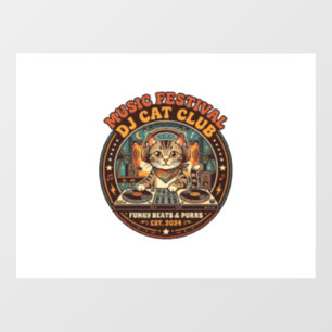 Music Festival DJ Cat Cat Lover Gift - Music Festi Window Cling