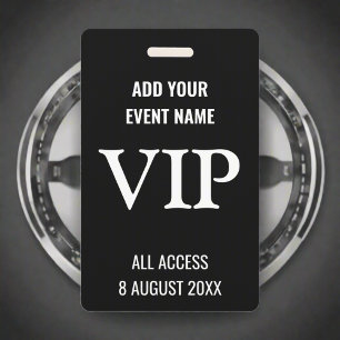 Music Festival VIP Backstage Pass Black & White Badge