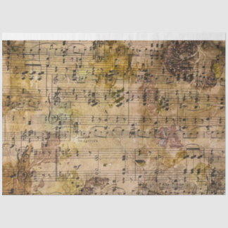 Music Floral Grunge Decoupage Tissue Botanical Tissue Paper
