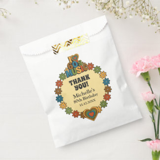 Music Flowers Hearts 60s Groovy Birthday Party Favour Bag