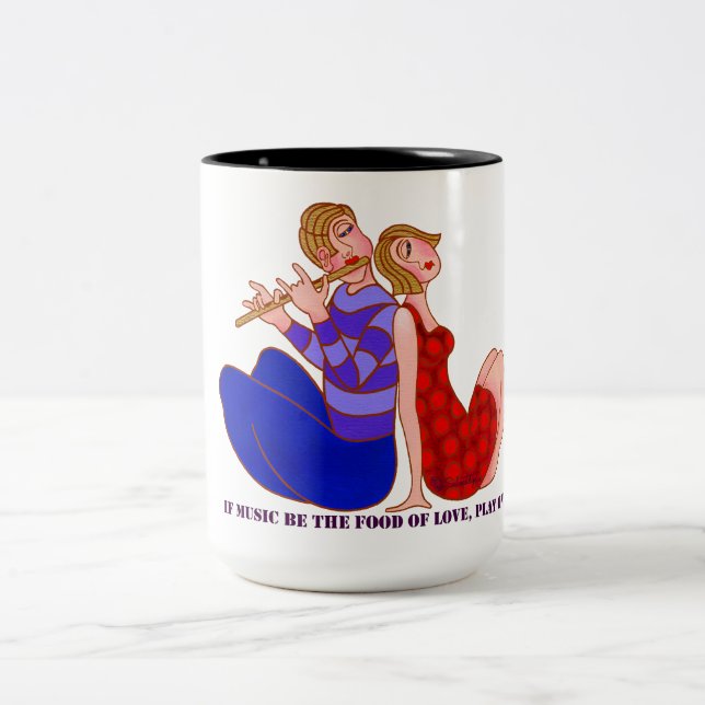 Music Food For Love #2 Two-Tone Coffee Mug (Center)