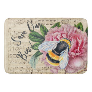 Music For Bees Pink Peony Bath Mat