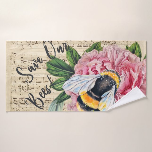 Music For Bees Pink Peony Bath Towel Set (Bath Towel)