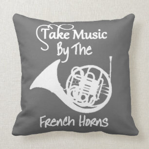 Music French Horn Funny Slogan Graphic Throw Pillow