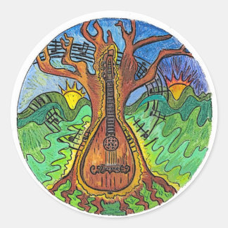 "Music from Dawn to Dusk" Classic Round Sticker