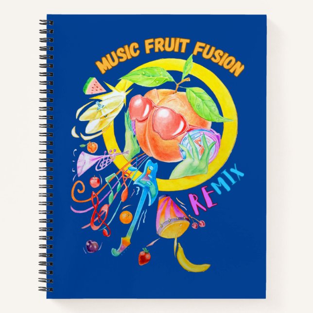 Music Fruit Fusion Designed Spiral Notebook (Front)