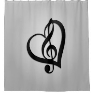 Music G Clef Heart on Silver