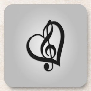 Music G Heart on Silver Coaster