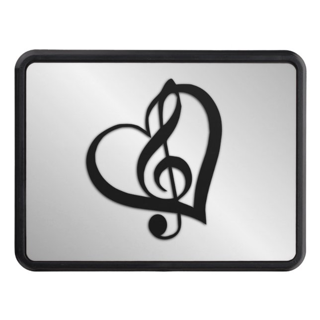 Music G Heart on Silver Trailer Hitch Cover (Front)