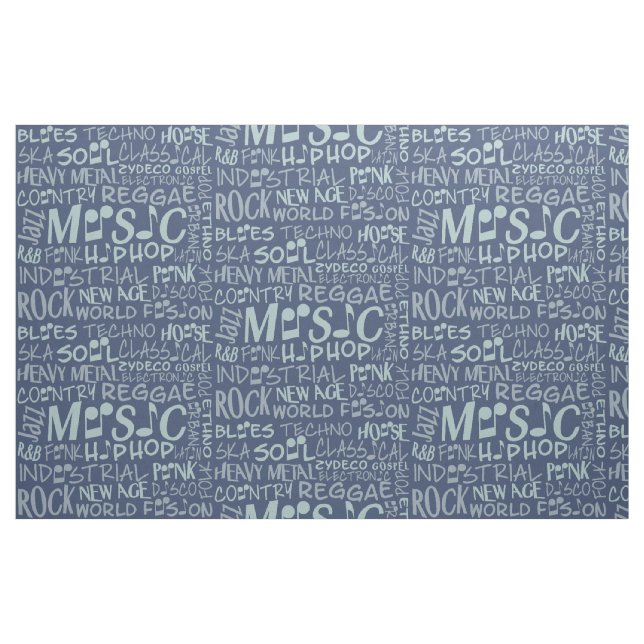 Music Genres Word Collage custom fabric (Yard)