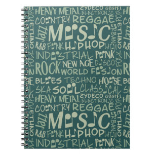 Music Genres Word Collage notebook
