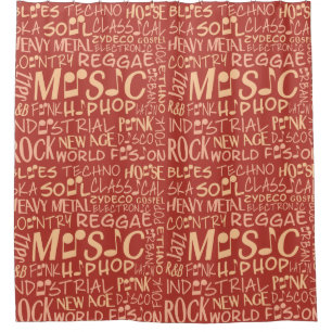 Music Genres Word Collage shower curtain
