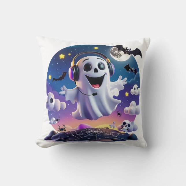 Music Ghost Throw Pillow (Front)
