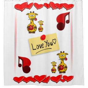 music giraffe white childrens showercurtain