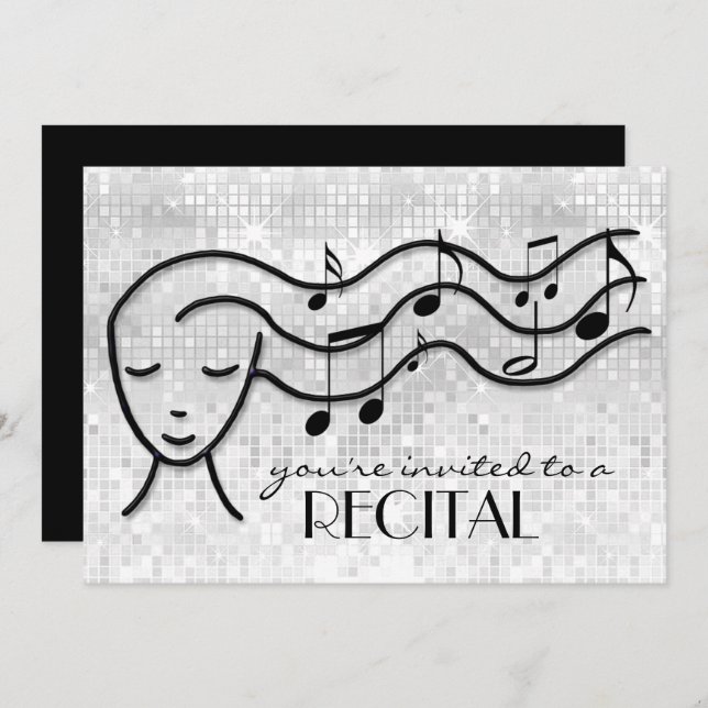 music girl recital invitation (Front/Back)