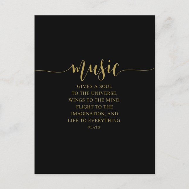 Music Gives A Soul To The Universe, Plato Quote Postcard (Front)