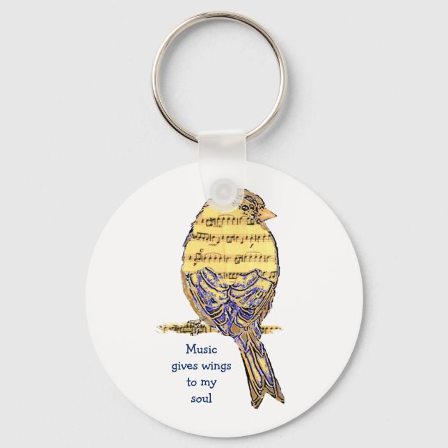Music gives my soul wings Music Note Bird Keychain (Front)