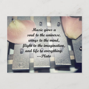 Music gives soul bells rose design postcard