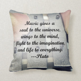 Music gives soul bells rose design throw pillow
