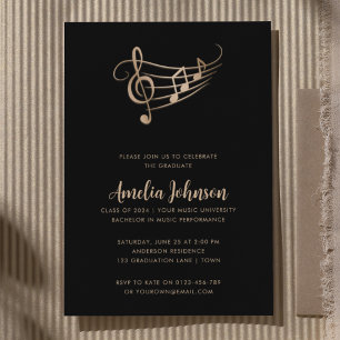Music Graduation Treble Clef Elegant Invitation
