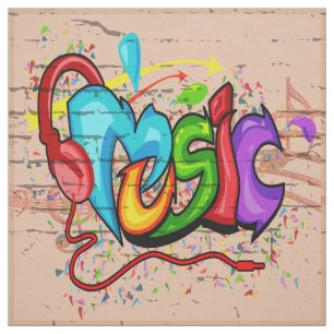 Music Graffiti Wall Fabric