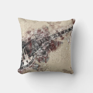 Music Grunge Decorative Pillow
