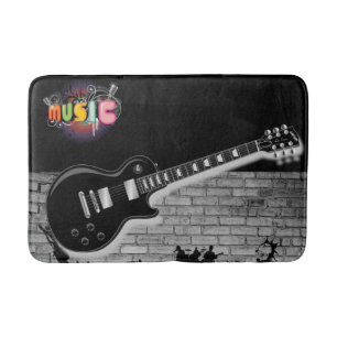 music guitar bathroom bathmat