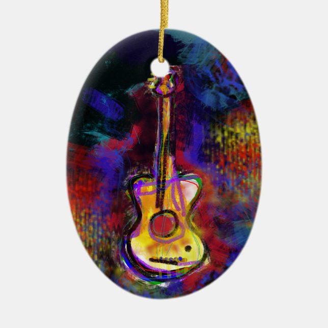 music guitar instrument ceramic ornament (Front)