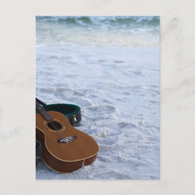 Music Guitar Love Sea Lonely Beach Postcard (Front)