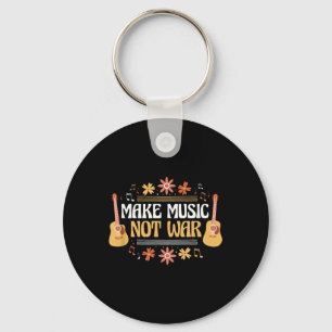 Music - Guitar - Make Music Not War Keychain