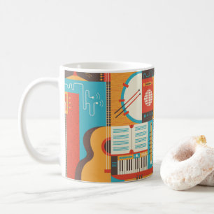 Music Guitar Piano Colourful Coffee Mug