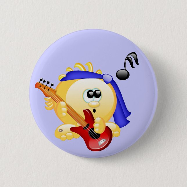 Music Guitar Player 2 Inch Round Button (Front)