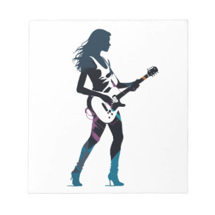 Music Guitar Player Concert Fun Silhouette Style Notepad