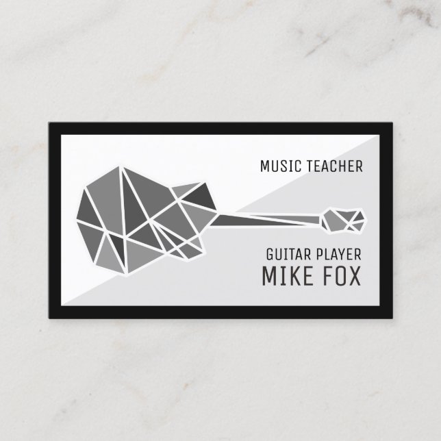 Music Guitar Teacher, Professional  Business Card (Front)
