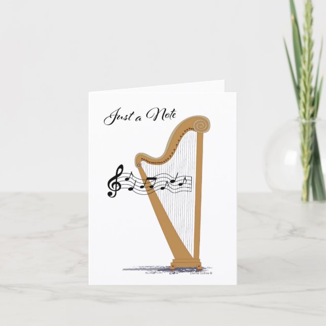 Music Harp note card with lines inside (Front)