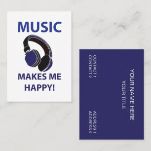 Music Headphone Music Makes Me Happy Music Business Card