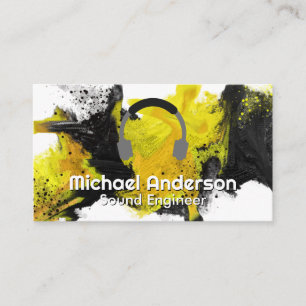 Music Headphones   Watercolor Artistic Business Card