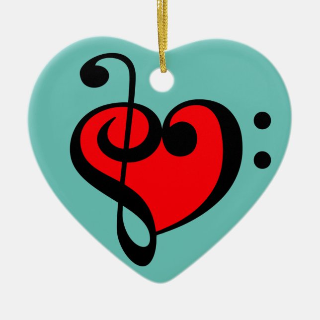 Music Heart Ceramic Ornament (Front)