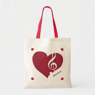 music heart for music-lovers personalized tote bag
